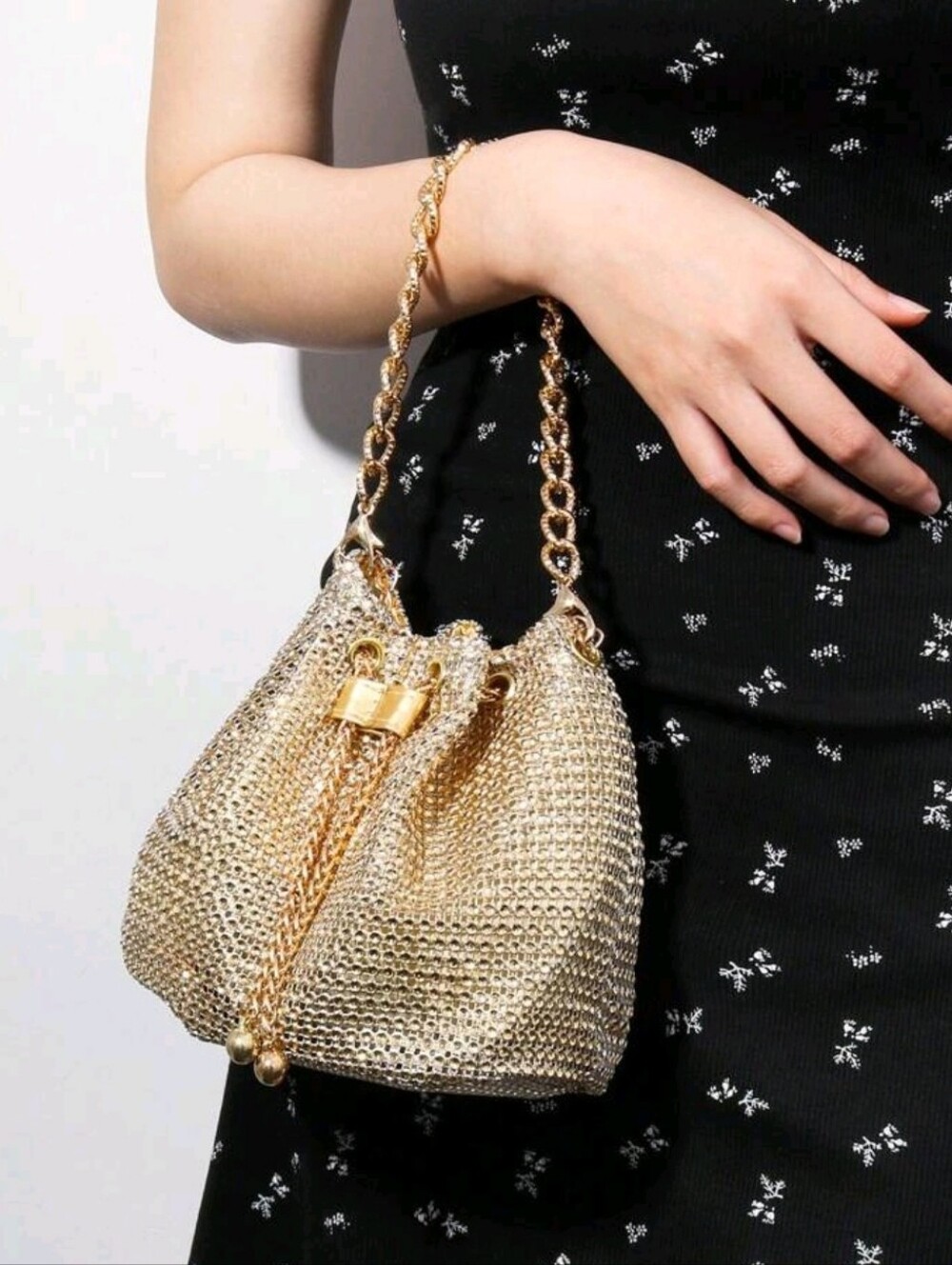 Women Glamourous Gold Flashy Formal Date Night Party Strap Bag - Picture 5 of 6